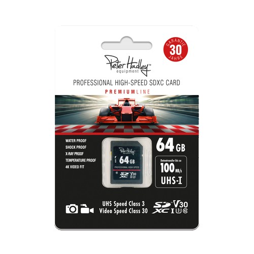 Peter Hadley Prof. High-Speed 64GB UHS-I SDXC Cl10, U3, V30 (100/95 MB/s)